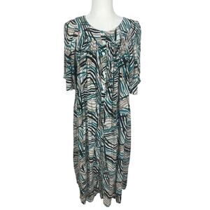 Go Softly Patio Dress Muumuu Tropical Pockets Size Small Boho Lounge Beachy